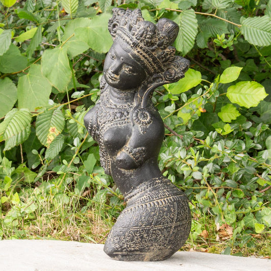 Dewi Tara Büste Stein-Figur Gartenfigur Asiatische Skulptur Garten Lavastein 30 cm