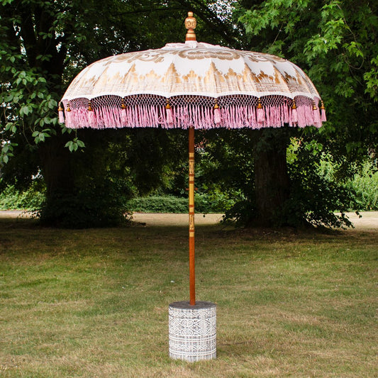 Original Balinesischer Sonnenschirm Bali Schirm Rosa 185 cm Model Sakura