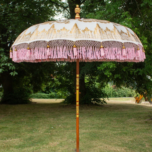 Original Balinesischer Sonnenschirm Bali Schirm Rosa 185 cm Model Sakura