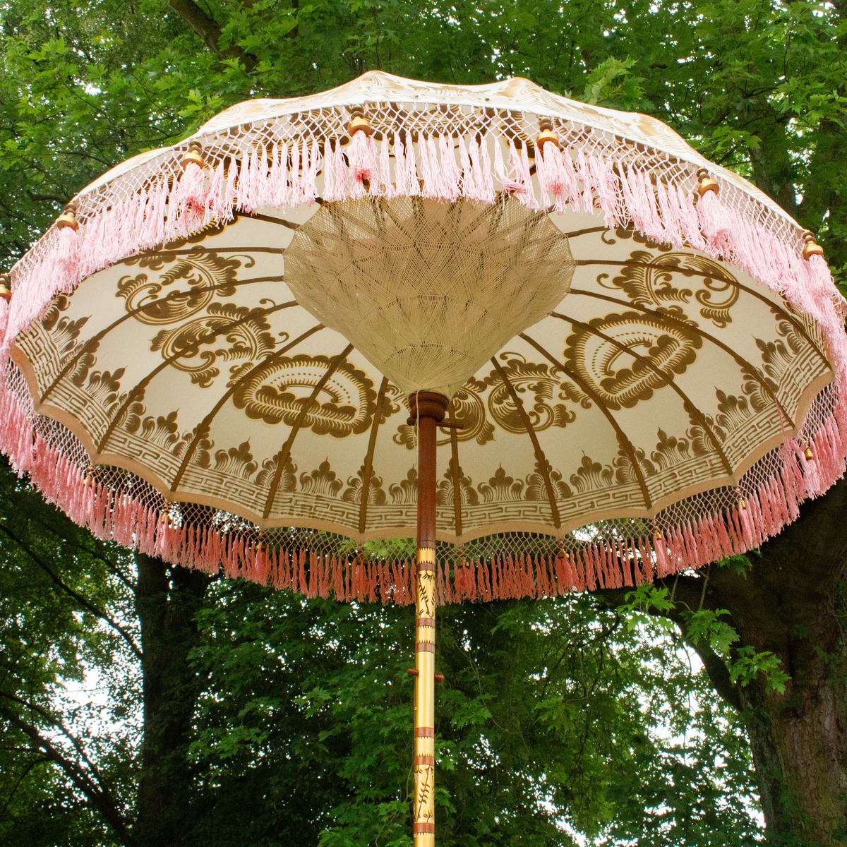 Original Balinesischer Sonnenschirm Bali Schirm Rosa 185 cm Model Sakura