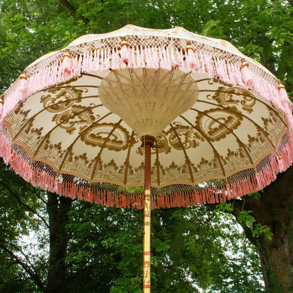 Original Balinesischer Sonnenschirm Bali Schirm Rosa 185 cm Model Sakura
