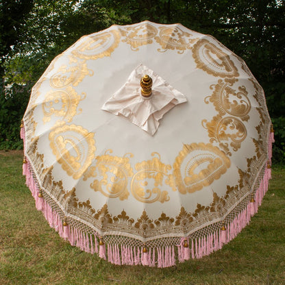Original Balinesischer Sonnenschirm Bali Schirm Rosa 185 cm Model Sakura