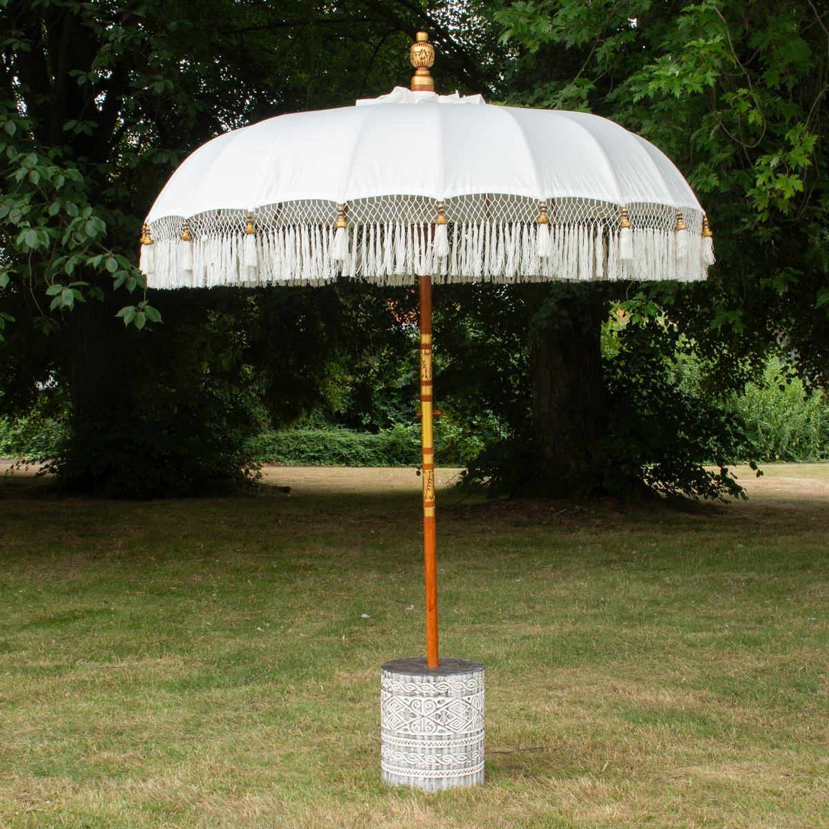 Original Balinesischer Sonnenschirm Bali Schirm Creme 185 cm Model Lauren