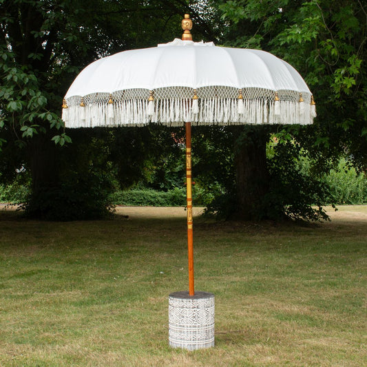 Original Balinesischer Sonnenschirm Bali Schirm Creme 185 cm Model Lauren