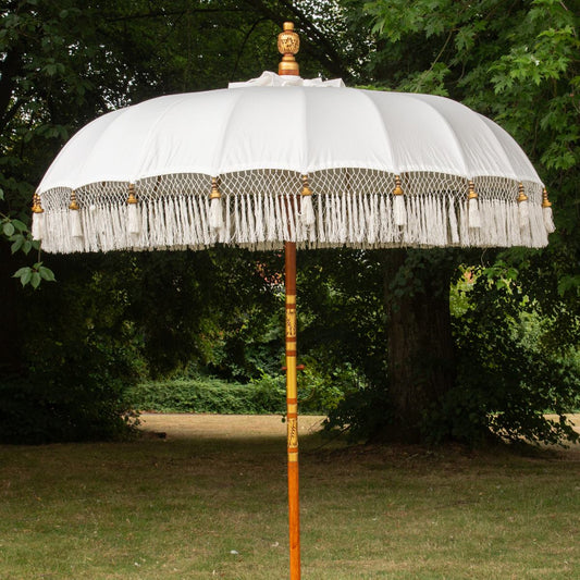 Original Balinesischer Sonnenschirm Bali Schirm Creme 185 cm Model Lauren
