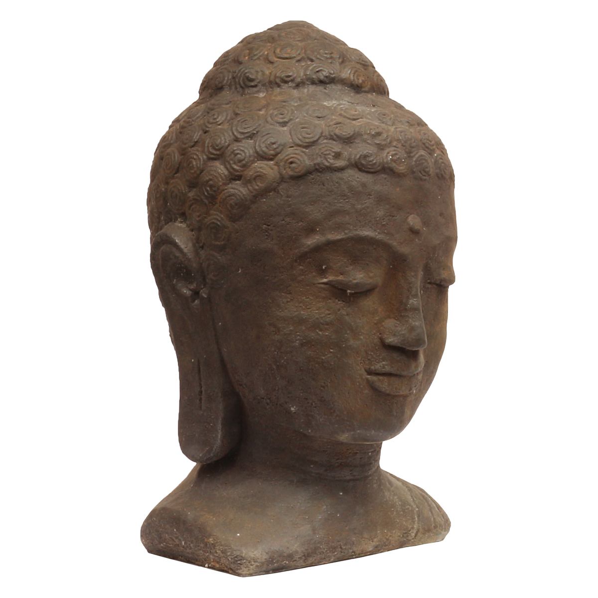 Buddha Kopf Head Steinfigur Skulptur Stein Massiv Bali Garten Deko 39 cm