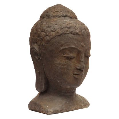 Buddha Kopf Head Steinfigur Skulptur Stein Massiv Bali Garten Deko 39 cm
