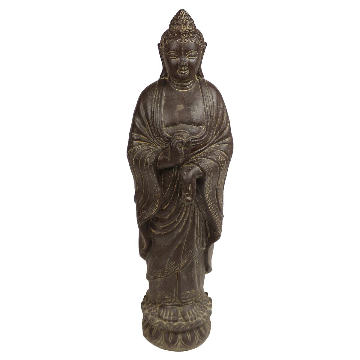 Buddha Stein Figur Statue Gartenfigur Steinfigur Dekofigur Gartendeko stehend Massiv 112 cm