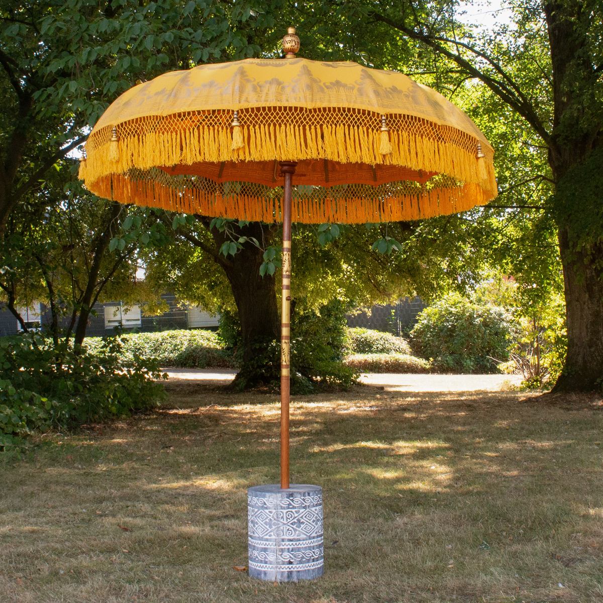 Original Balinesischer Sonnenschirm Bali Schirm Gelb 185 cm Model Solea