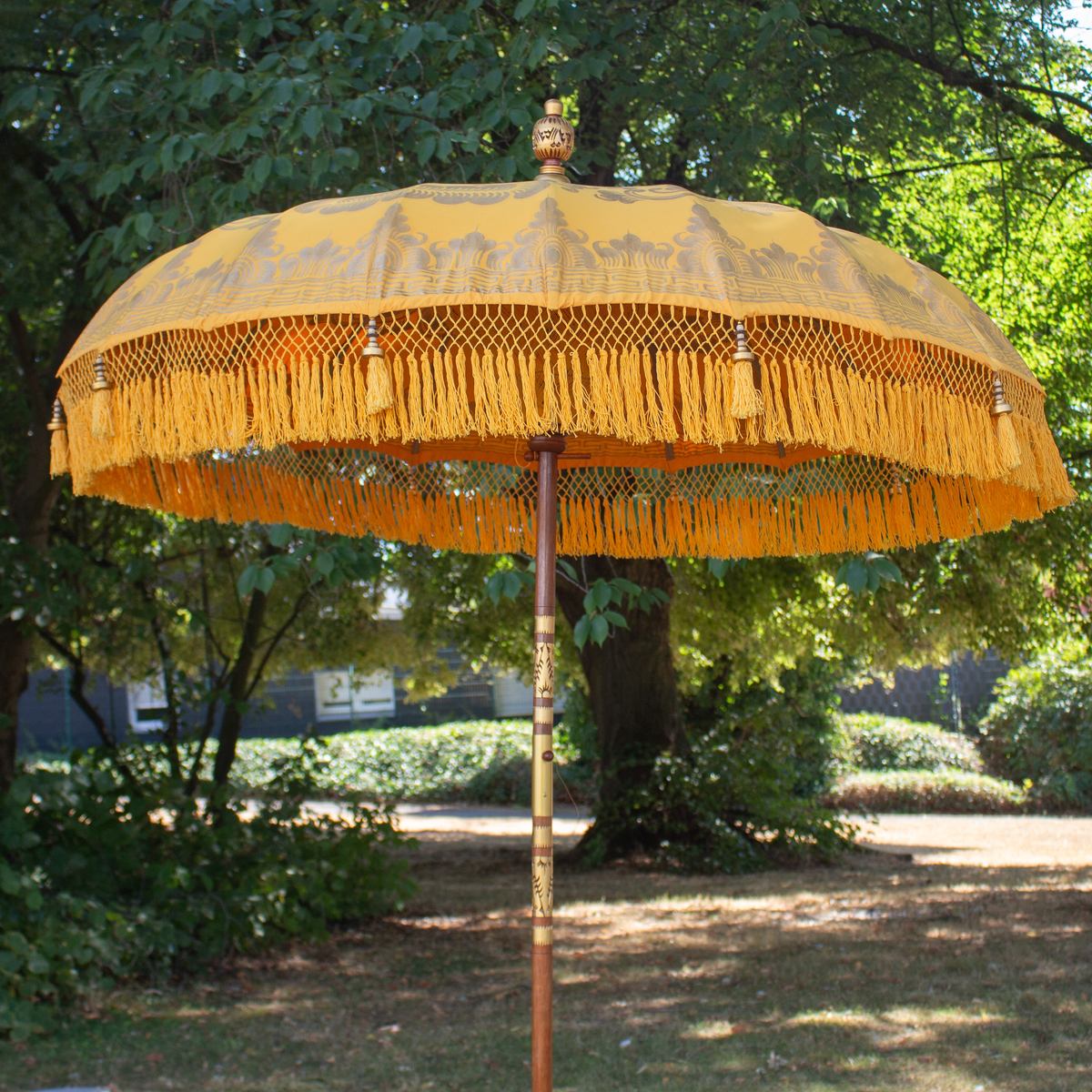 Original Balinesischer Sonnenschirm Bali Schirm Gelb 185 cm Model Solea