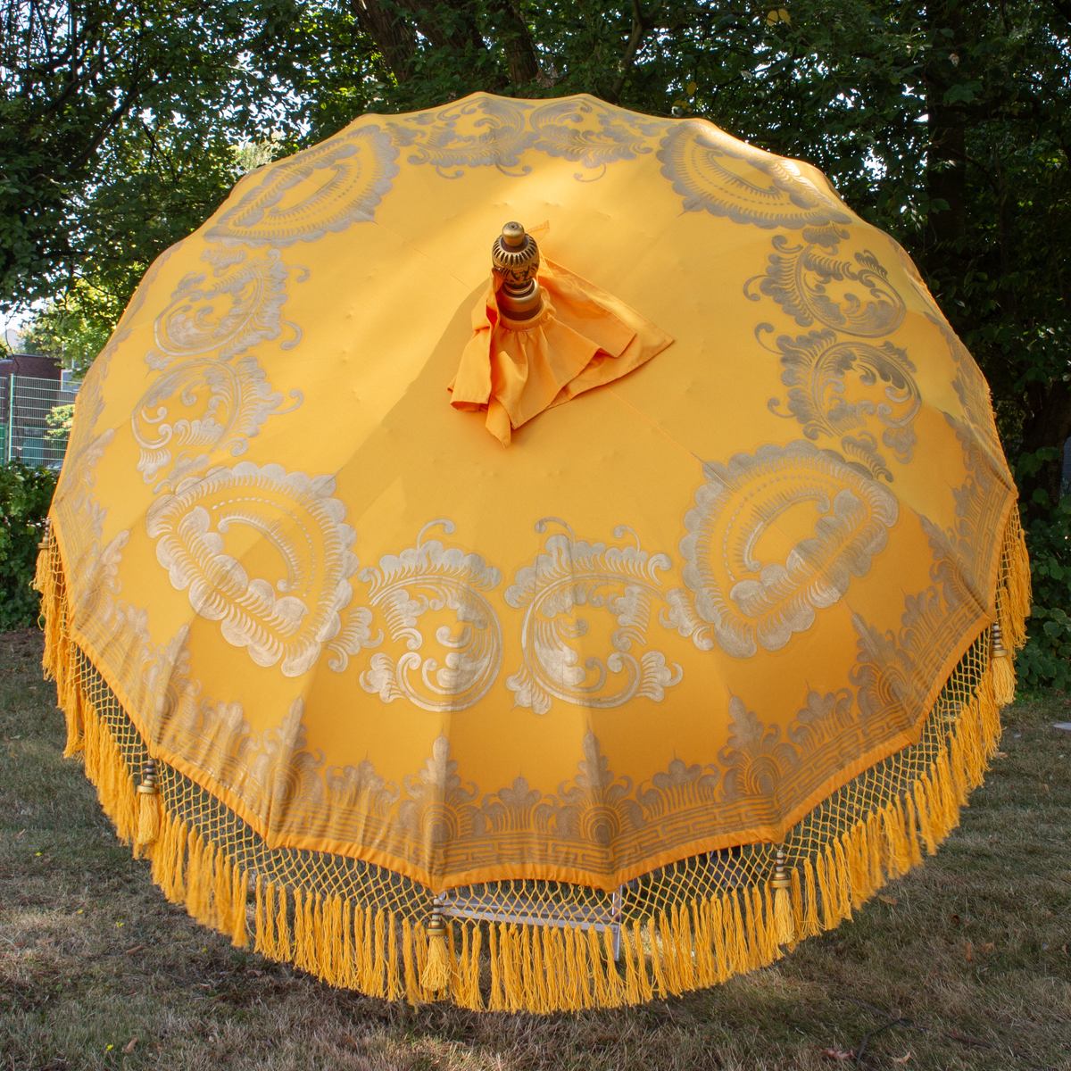 Original Balinesischer Sonnenschirm Bali Schirm Gelb 185 cm Model Solea
