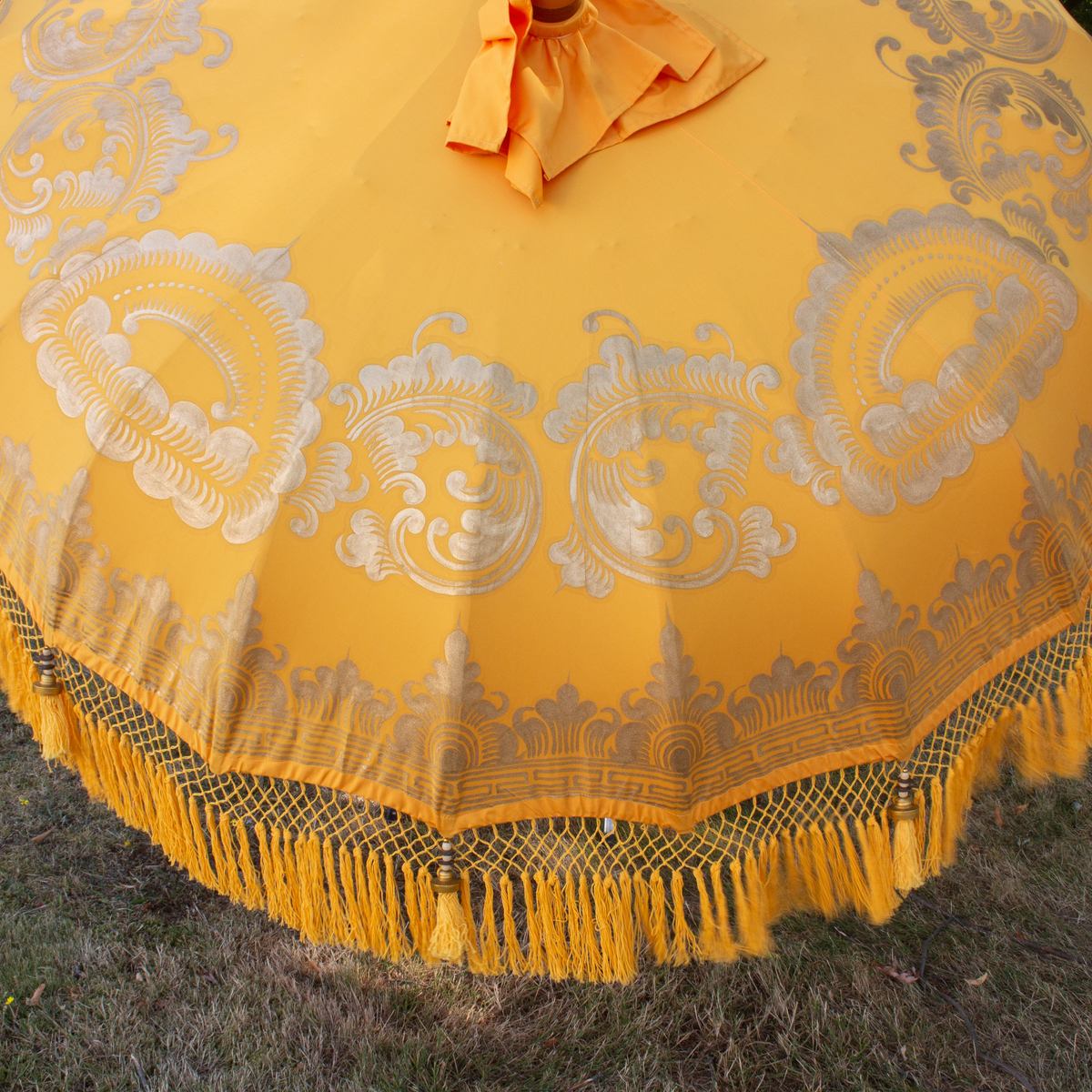 Original Balinesischer Sonnenschirm Bali Schirm Gelb 185 cm Model Solea