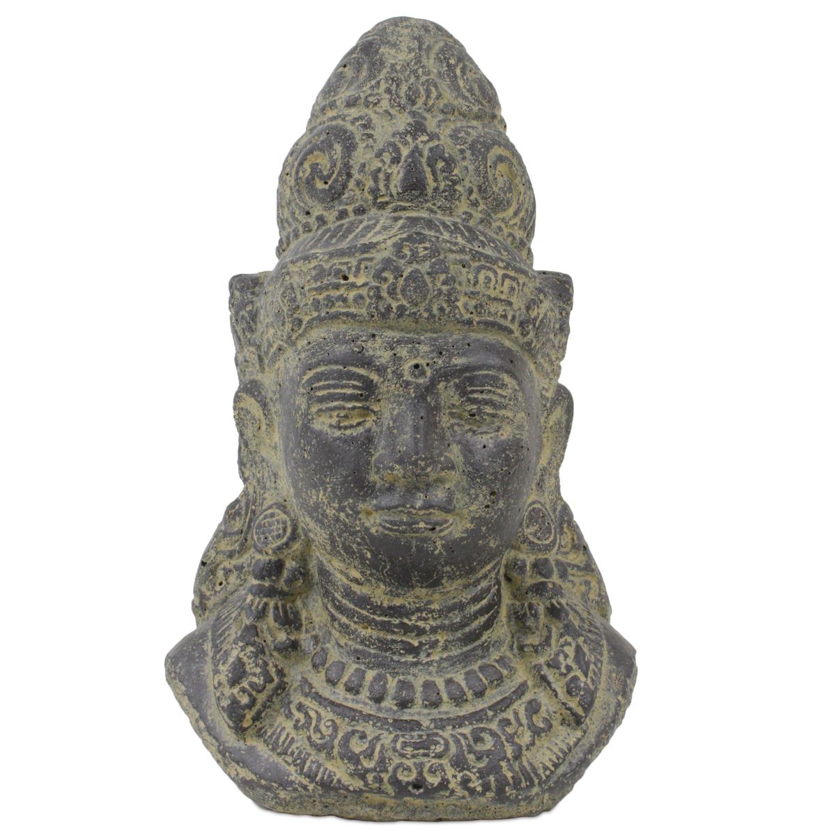 Shiva Buddha Kopf Skulptur Stein Lavasand Indonesien Bali Gott Schiwa Hinduismus Sri Dewi Deko 27cm