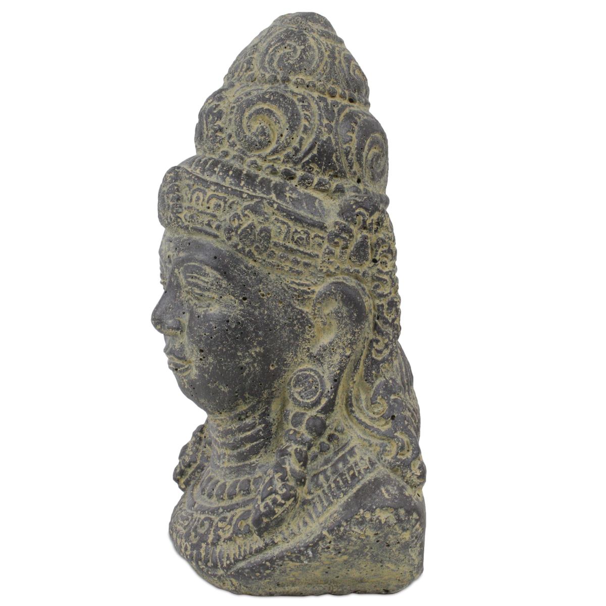 Shiva Buddha Kopf Skulptur Stein Lavasand Indonesien Bali Gott Schiwa Hinduismus Sri Dewi Deko 27cm