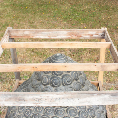 XXL Buddha Kopf Wasserspiel aus Lavasteinguss große Gartenfigur mit Wasserauslauf frostfeste Buddha-Figur 150 cm