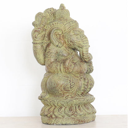 Ganesha Hinduismus Buddhismus Gott Götterbote Ganapati Geschenk Stein Lavastein 37 cm