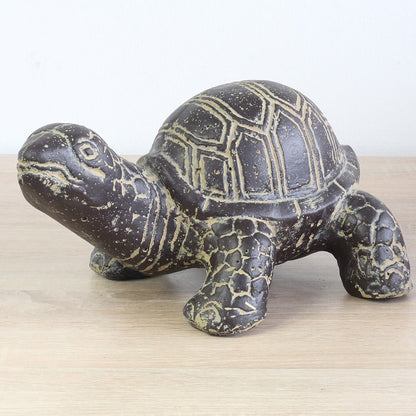 Schildkröte Schildkröten Figur Skulptur Stein Exotisch Statue Lavasand Bali Garten Deko 33 cm