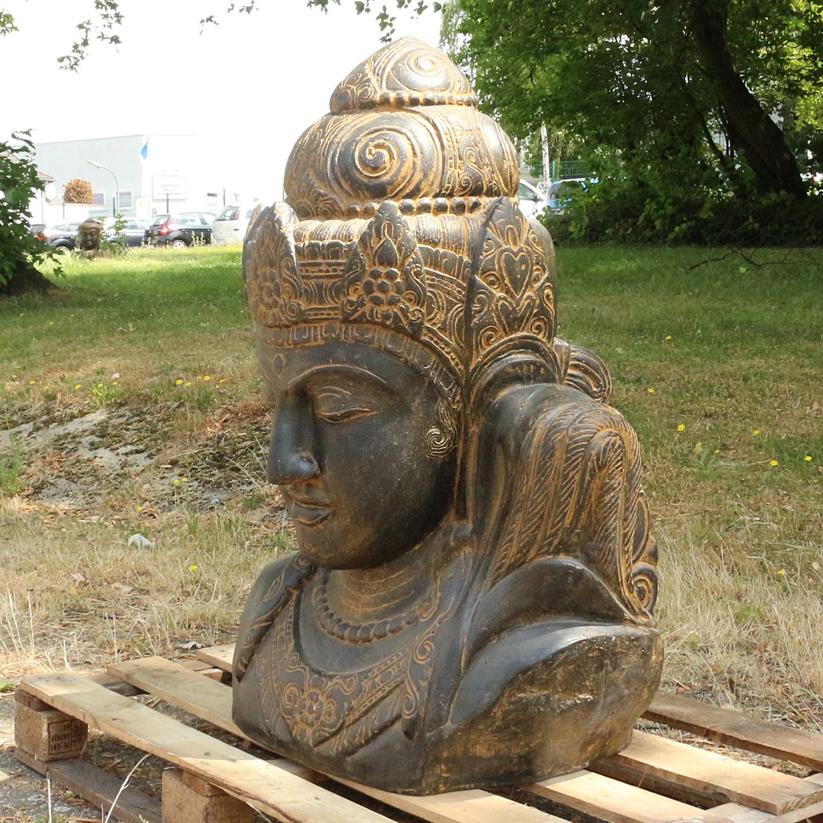 Devi Kopf Head Figur Skulptur Bali Garten GRC Beton Gartenfigur Antik Finish 104 cm