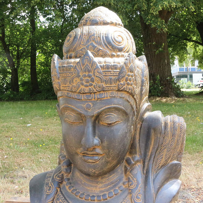 Devi Kopf Head Figur Skulptur Bali Garten GRC Beton Gartenfigur Antik Finish 104 cm