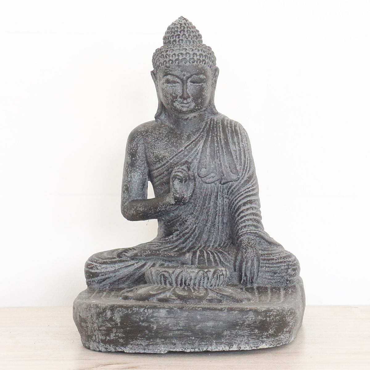Buddha Kerzenhalter Figur Kerzen Skulptur Stein Lavasand Bali Buddha Gott Garten Deko Teelichthalter 27 cm