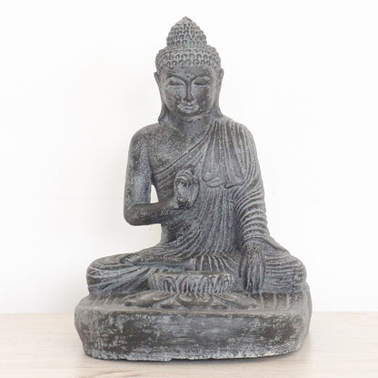 Buddha Kerzenhalter Figur Kerzen Skulptur Stein Lavasand Bali Buddha Gott Garten Deko Teelichthalter 27 cm
