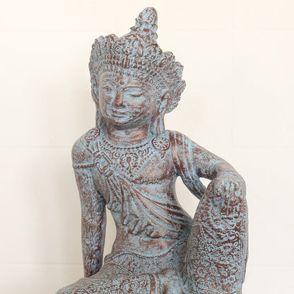 Sri Dewi Skulptur Stein Lavasand Indonesien Bali Gott Hinduismus Steinfigur Stein Figur Frostfest für innen oder außen sitzend 40 cm