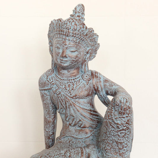 Sri Dewi Skulptur Stein Lavasand Indonesien Bali Gott Hinduismus Steinfigur Stein Figur Frostfest für innen oder außen sitzend 40 cm