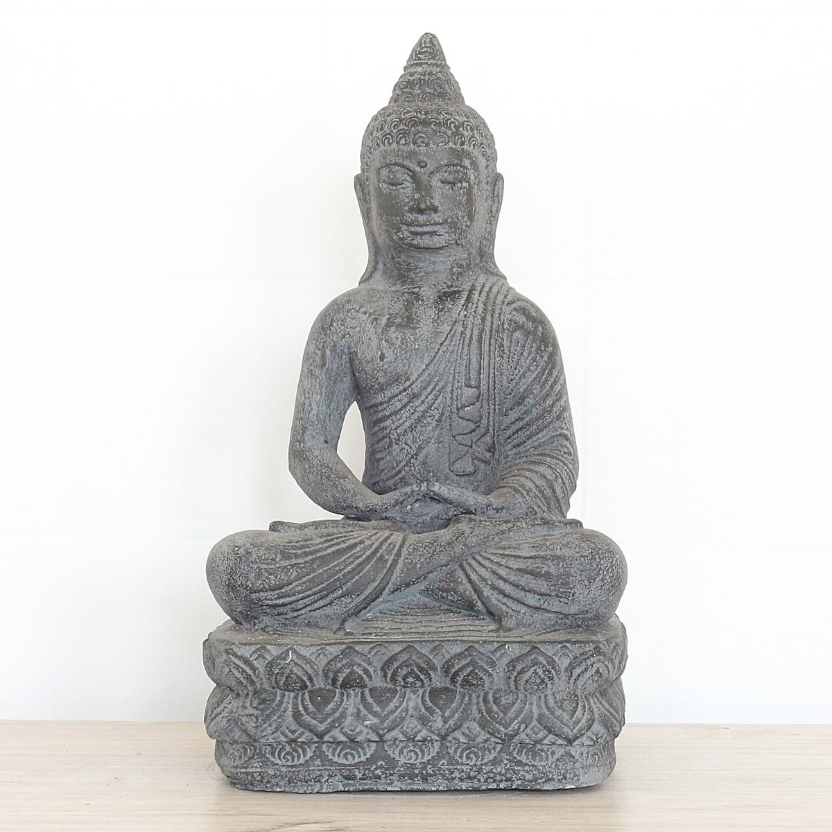 Buddha Steinfigur sitzend Skulptur Figur Thailand Stein Figur Statue Garten Asien 40 cm