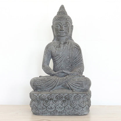 Buddha Steinfigur sitzend Skulptur Figur Thailand Stein Figur Statue Garten Asien 40 cm