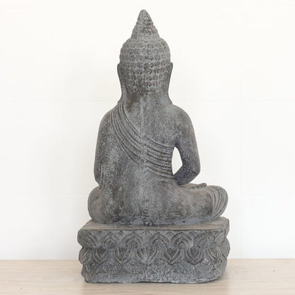 Buddha Steinfigur sitzend Skulptur Figur Thailand Stein Figur Statue Garten Asien 40 cm