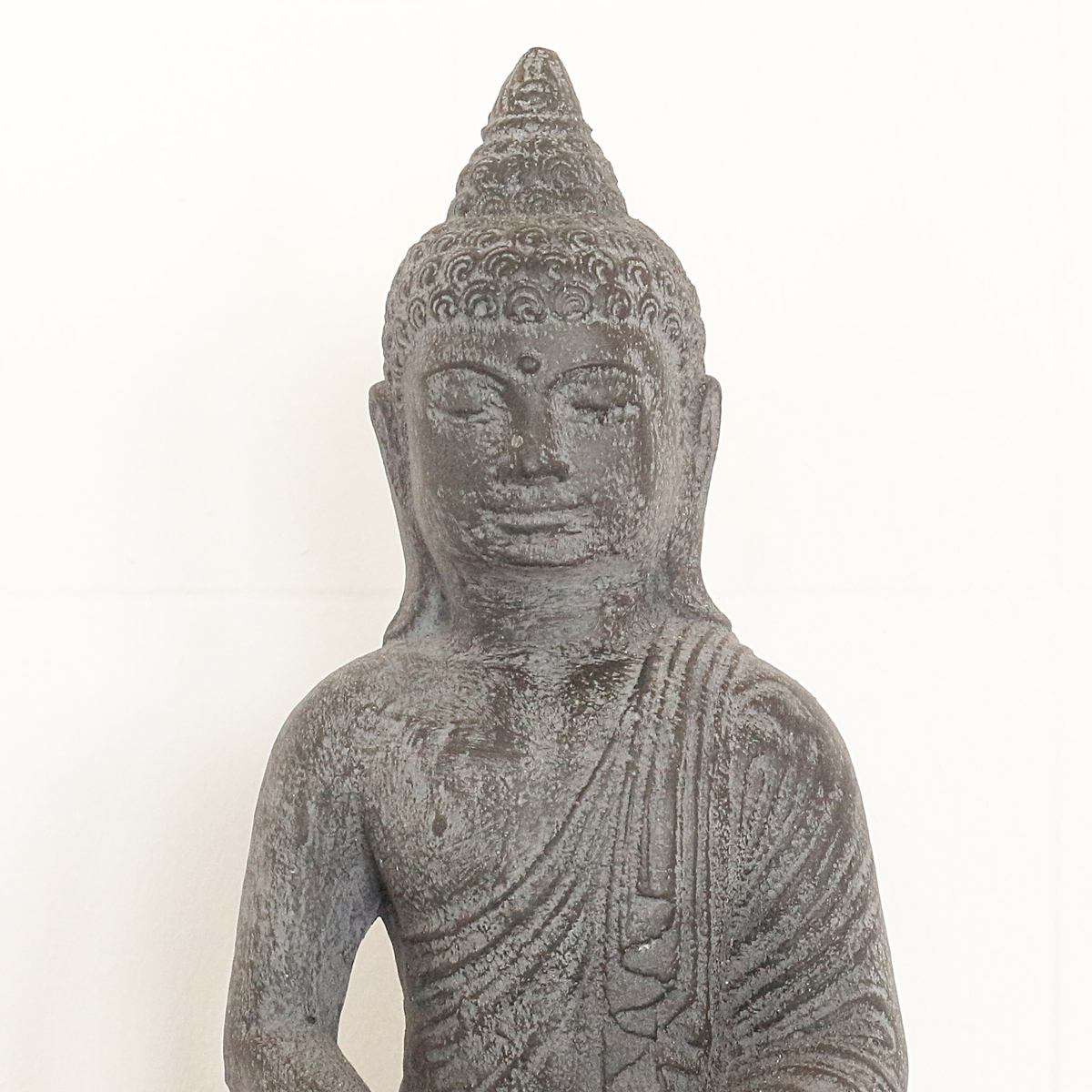 Buddha Steinfigur sitzend Skulptur Figur Thailand Stein Figur Statue Garten Asien 40 cm