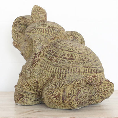 Steinfigur Elefant Elefantenfigur Garten Stein Figur Gartendeko Deko Steindeko Massiv 33 cm
