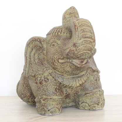 Steinfigur Elefant Elefantenfigur Garten Stein Figur Gartendeko Deko Steindeko Massiv 33 cm