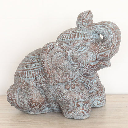 Steinfigur Elefant Elefantenfigur Garten Stein Figur Gartendeko Deko Steindeko Massiv 33 cm