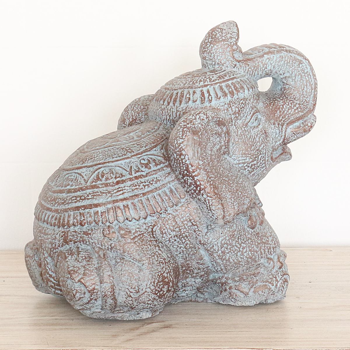 Steinfigur Elefant Elefantenfigur Garten Stein Figur Gartendeko Deko Steindeko Massiv 33 cm