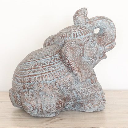 Steinfigur Elefant Elefantenfigur Garten Stein Figur Gartendeko Deko Steindeko Massiv 33 cm