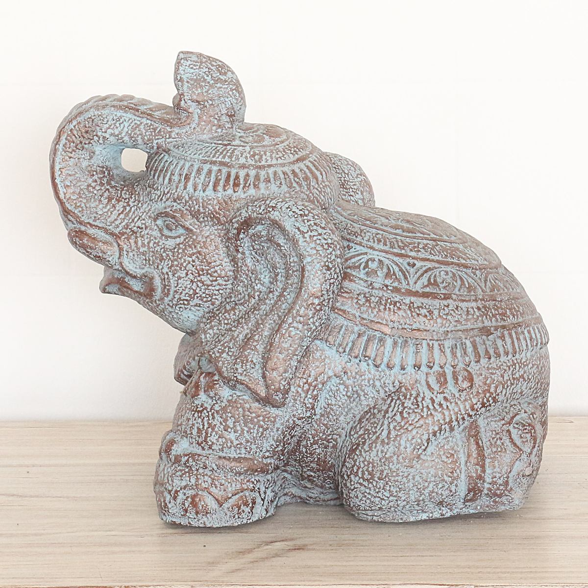 Steinfigur Elefant Elefantenfigur Garten Stein Figur Gartendeko Deko Steindeko Massiv 33 cm