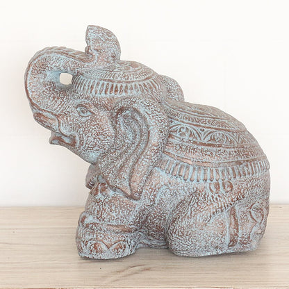 Steinfigur Elefant Elefantenfigur Garten Stein Figur Gartendeko Deko Steindeko Massiv 33 cm
