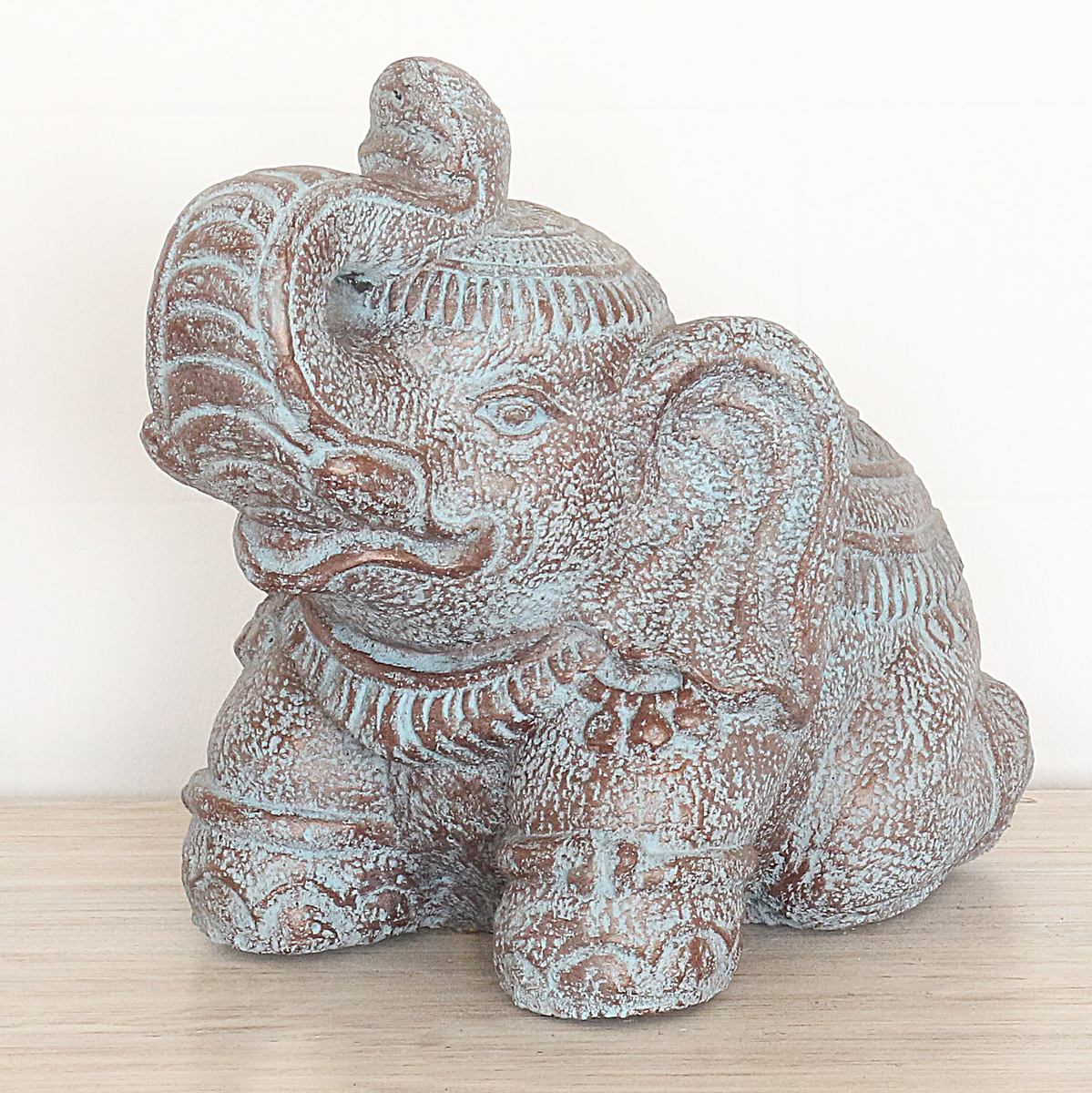 Steinfigur Elefant Elefantenfigur Garten Stein Figur Gartendeko Deko Steindeko Massiv 33 cm