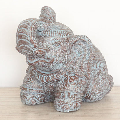 Steinfigur Elefant Elefantenfigur Garten Stein Figur Gartendeko Deko Steindeko Massiv 33 cm