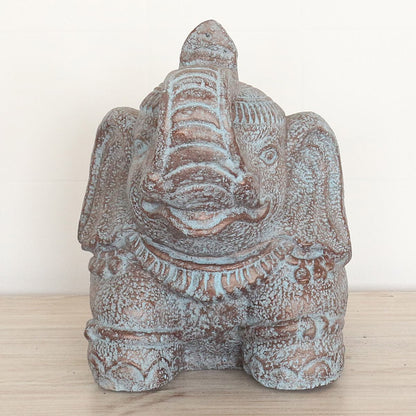 Steinfigur Elefant Elefantenfigur Garten Stein Figur Gartendeko Deko Steindeko Massiv 33 cm