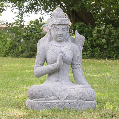 Devi Dewi TaraSteinfigur Deko aus Stein für den Garten frostsicher wetterfest groß Steindevi
