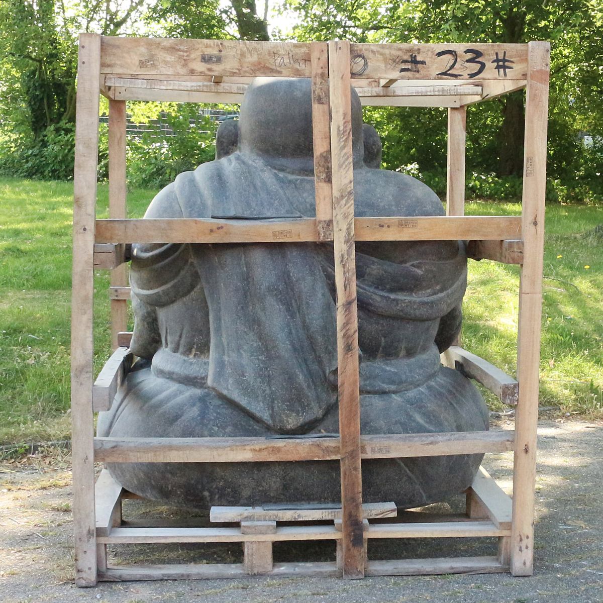 XXL China Buddha Statue sitzend Figur Skulptur Asien Indonesien Deko Steinguss Lavastein Gartenfigur 130 cm