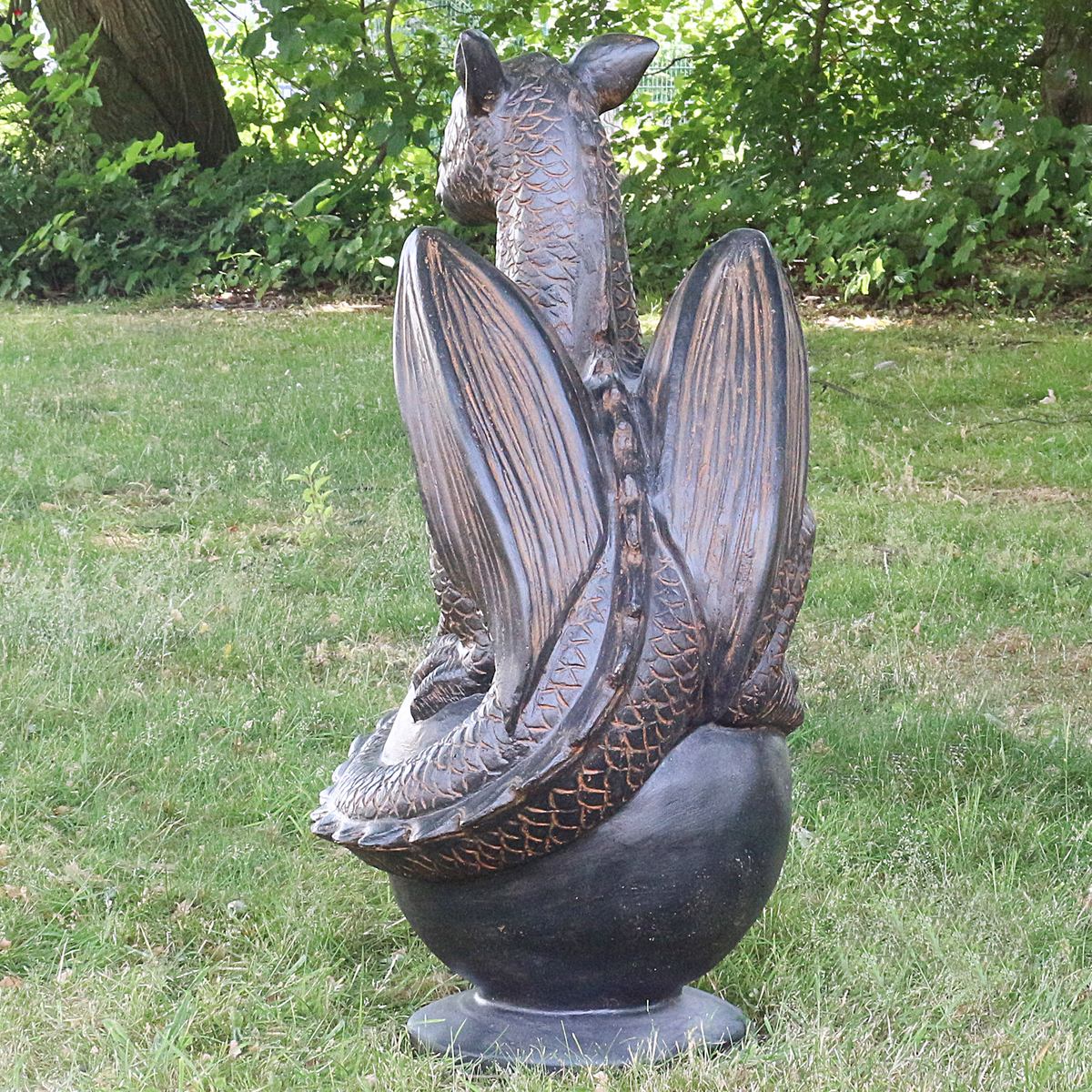 Drache Drachen Statue stehend Figur Skulptur Asien Indonesien Deko GRC Beton Gartenfigur Antik Finish 85 cm
