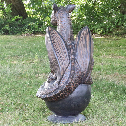 Drache Drachen Statue stehend Figur Skulptur Asien Indonesien Deko GRC Beton Gartenfigur Antik Finish 85 cm