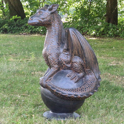 Drache Drachen Statue stehend Figur Skulptur Asien Indonesien Deko GRC Beton Gartenfigur Antik Finish 85 cm