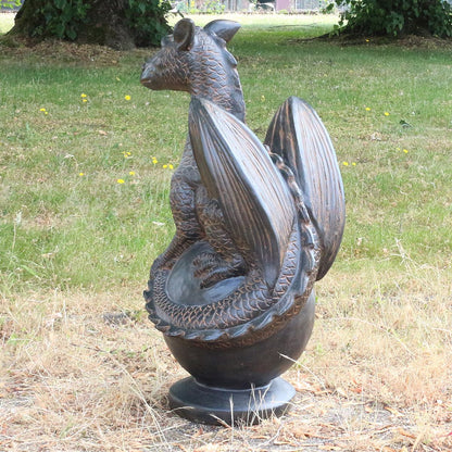 Drache Drachen Statue stehend Figur Skulptur Asien Indonesien Deko GRC Beton Gartenfigur Antik Finish 85 cm