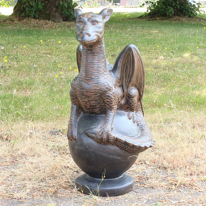 Drache Drachen Statue stehend Figur Skulptur Asien Indonesien Deko GRC Beton Gartenfigur Antik Finish 85 cm