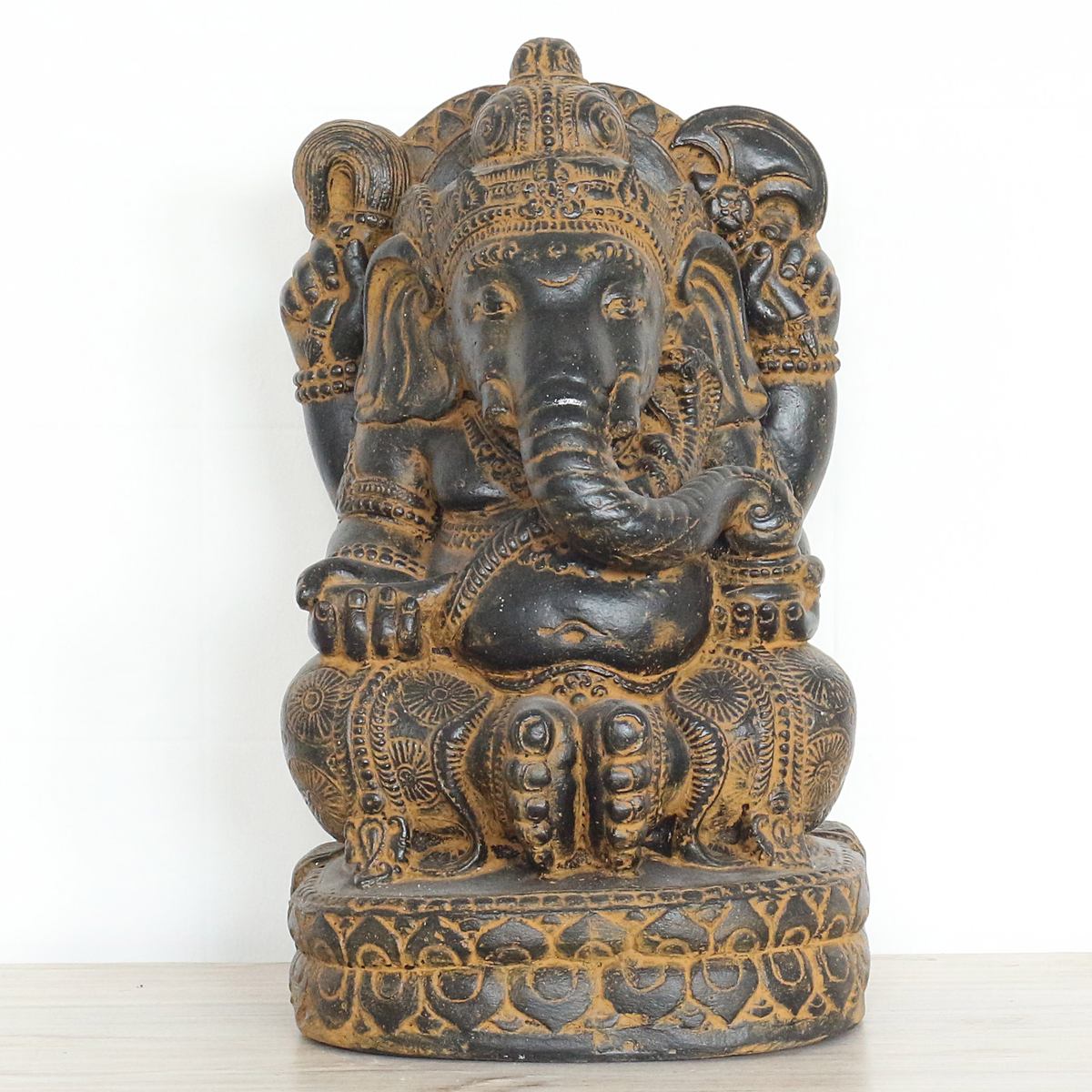 Ganesha Figur Hinduismus Buddhismus Gott Götterbote Ganapati Geschenk Beton Antik Finish 45 cm