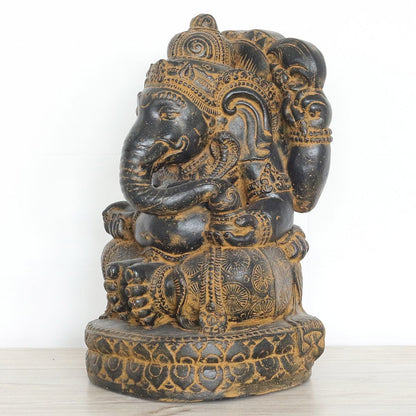 Ganesha Figur Hinduismus Buddhismus Gott Götterbote Ganapati Geschenk Beton Antik Finish 45 cm